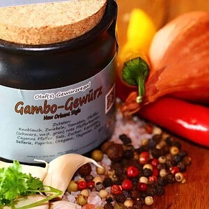 Olafs Gewürzregal Hochwertiges Gewürzregal mit Gambo-Gewürz für kreative Kochideen.