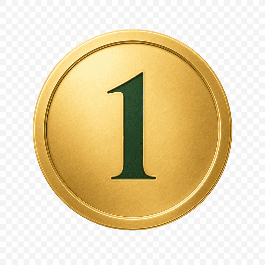 Goldene Medaille mit der Zahl 1 für den ersten Platz.