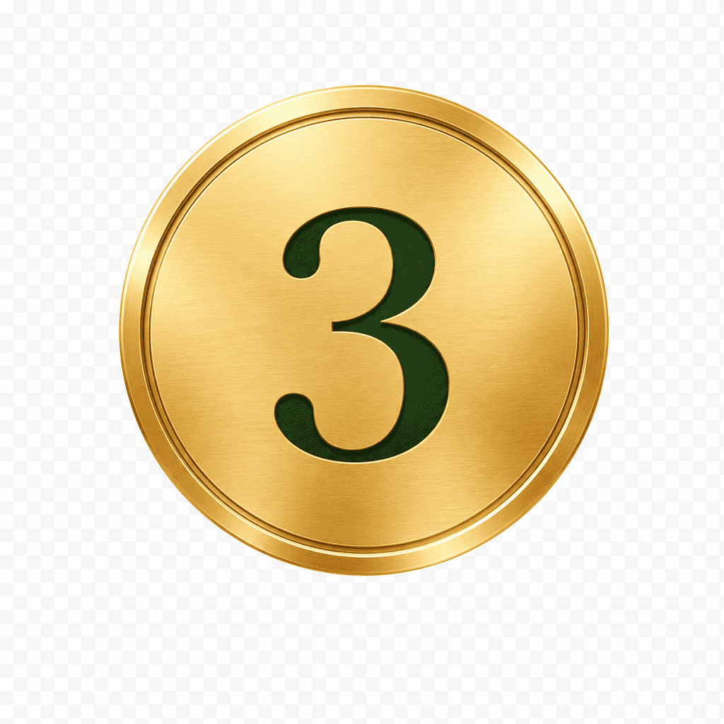 Goldene Medaille mit der Zahl 3 für Kochwettbewerb.