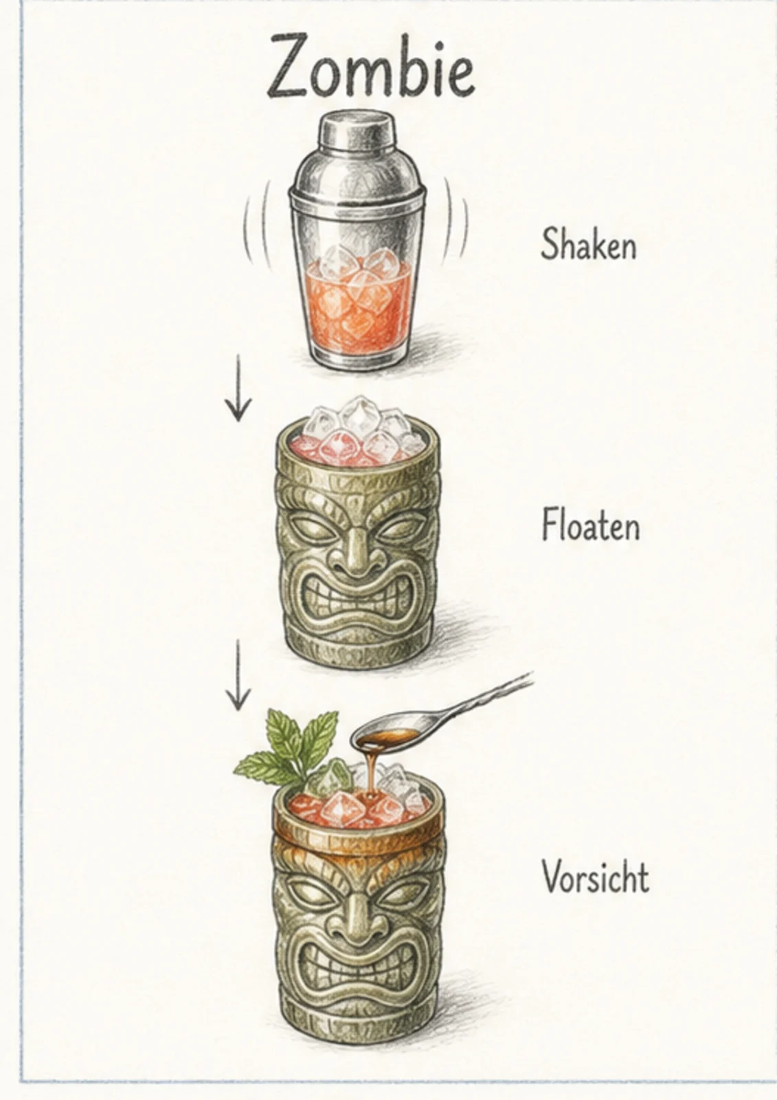 Handgezeichnete Schrittfolge für Zombie: shaken und floaten