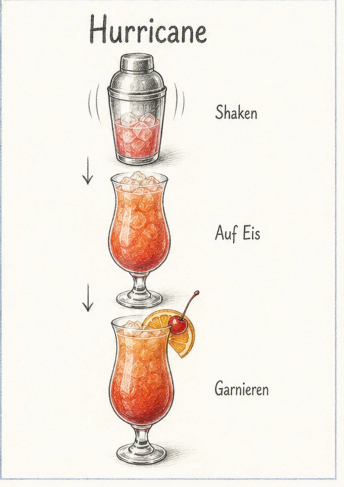 Handgezeichnete Schrittfolge für Hurricane: shaken